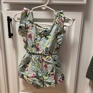 Vince Camuto Girls Mint Green Floral Ruffle Romper